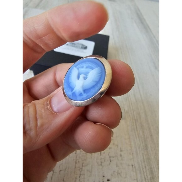White House eagle seal‎ pin silver blue unique - Picture 3 of 5